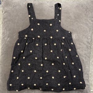 Zara Toddler Dress - charcoal grey with light tan polka dots